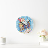 Kerstmis, kerstman, kerstman op sneeuwbal met spee ronde klok (Huis)