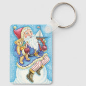 Kerstmis, kerstman, kerstman op sneeuwbal met spee sleutelhanger (Achterkant)