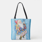 Kerstmis, kerstman, kerstman op sneeuwbal met spee tote bag (Achterkant)