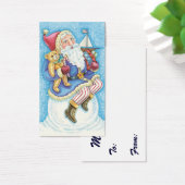 Kerstmis, kerstman, kerstman op sneeuwbal met spee visitekaartjes (Bureau)