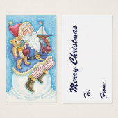 Kerstmis, kerstman, kerstman op sneeuwbal met spee visitekaartjes (Voorkant /achterkant)