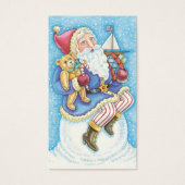 Kerstmis, kerstman, kerstman op sneeuwbal met spee visitekaartjes (Voorkant)