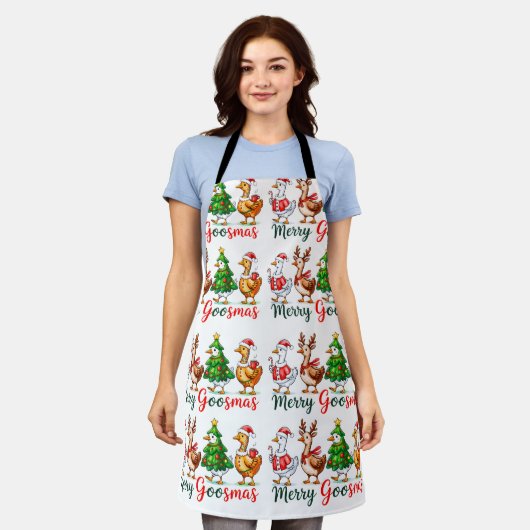 Kerstmis Kerstman Kersttrui Funny Goose Tri-Blend  Schort (Gedragen)