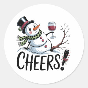 Kerstmis Kerstman Keuken Wijn Keuken Ronde Sticker
