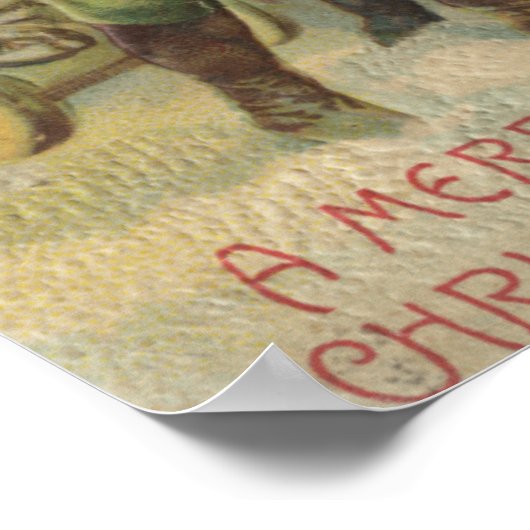 Kerstmis: Kerstman met Kinderen Poster (Hoek)