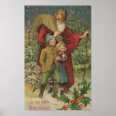 Kerstmis: Kerstman met Kinderen Poster (Voorkant)