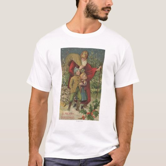 Kerstmis: Kerstman met Kinderen T-shirt (Voorkant)