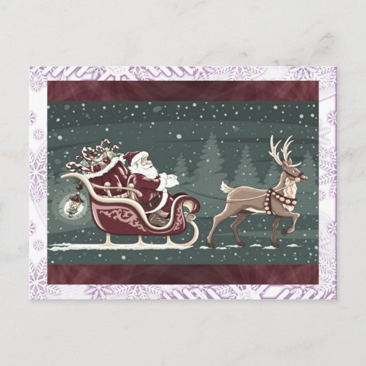 Kerstmis Kerstman met slee decor Feestdagenkaart (Voorkant)