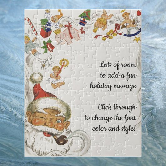 Kerstmis, kerstman met speelgoed en poppen legpuzzel