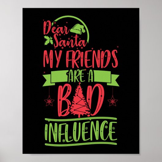 Kerstmis Kerstman Mijn vrienden zijn slecht Poster (Voorkant)