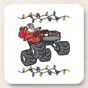 Kerstmis Kerstman Monstertruck Jongens Kinderen Pe Bier Onderzetter