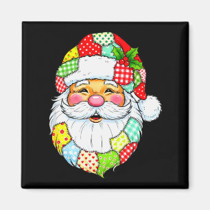 Kerstmis Kerstman Patchwork Vintage Mannen Vrouwen Magneet