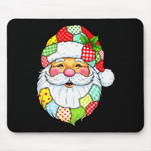 Kerstmis Kerstman Patchwork Vintage Mannen Vrouwen Muismat (Voorkant)