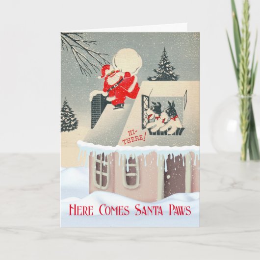 Kerstmis Kerstman Pootjes met Fox Terriers Kaart (Voorkant)