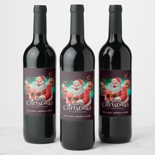 Kerstmis Kerstman Rendier Dranklabel Set Wijn Etiket (Flessen)