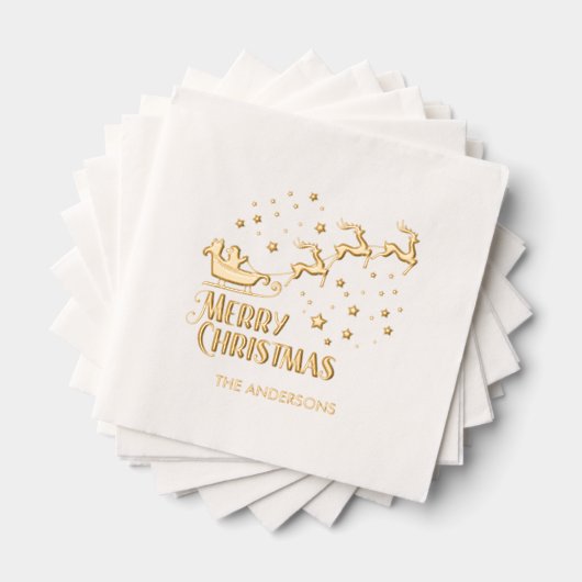 Kerstmis Kerstman Rendier Goud Folie Servetten (Insitu (Gestapeld))