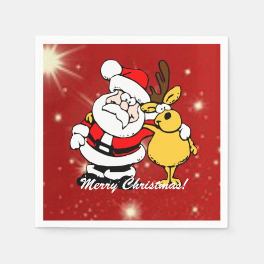 Kerstmis Kerstman/Rendier Servetten (Voorkant)