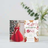 Kerstmis Kerstman Rendier wat een leuke 1e Verjaar Briefkaart (Staand voorkant)