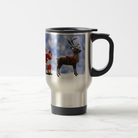 Kerstmis Kerstman Rendieren Sleën Sneeuw Reisbeker (Rechts)