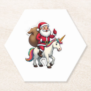 Kerstmis Kerstman Rid Eenhoorn - Xmas Meisjes Kartonnen Onderzetters