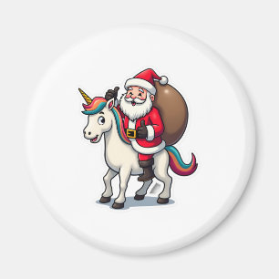 Kerstmis Kerstman Ridding Eenhoring - Xmas Meisjes Magneet