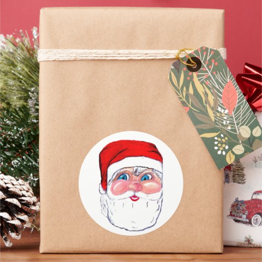 KERSTMIS KERSTMAN RONDE STICKER (Feestdagen)