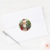 Kerstmis  kerstman ronde sticker (Envelop)