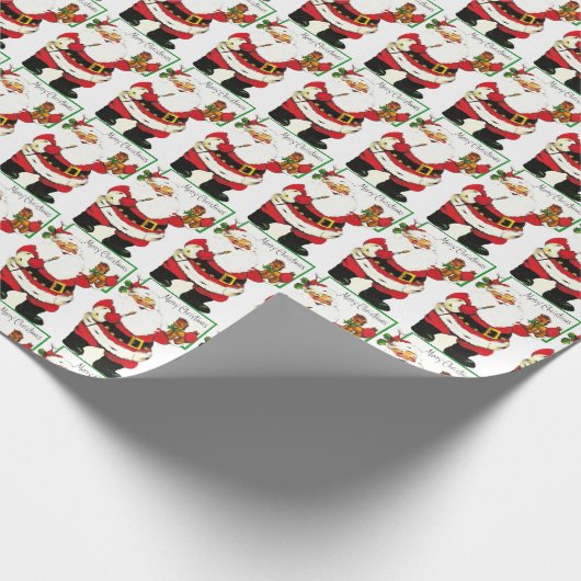 Kerstmis Kerstman Schilderen Paard Retro  Cadeaupapier (Hoek)