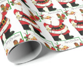 Kerstmis Kerstman Schilderen Paard Retro  Cadeaupapier (Rol Hoek)