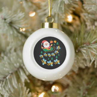 Kerstmis Kerstman slee bijen trekken Xmas vakantie Keramische Bal Ornament