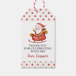 Kerstmis Kerstman slee eerste verjaardag Cadeaulabel