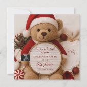Kerstmis Kerstman Teddybeer Zwangerschapsaankondig Kaart (Voorkant)