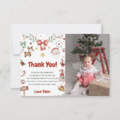 Kerstmis Kerstman Verjaardagsfeestfoto Bedankkaart (Voorkant)