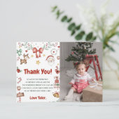 Kerstmis Kerstman Verjaardagsfeestfoto Bedankkaart (Staand voorkant)