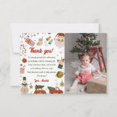 Kerstmis Kerstman Verjaardagsfeestfoto Bedankkaart (Voorkant)