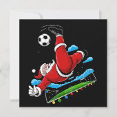 Kerstmis Kerstman Voetbal Fiets Trap Kerst Sport Feestdagenkaart (Voorkant)