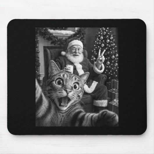 Kerstmis Kerstman Vrolijke Kerstmis Grappige Kat S Muismat (Voorkant)