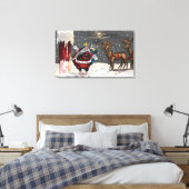 Kerstmis, kerstmis, kerstman en schoorsteen canvas afdruk (Insitu (Slaapkamer))