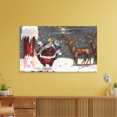 Kerstmis, kerstmis, kerstman en schoorsteen canvas afdruk (Insitu (Woonkamer))