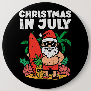 Kerstmis kerstmis kerstmis in juli grappige zomer ronde button 6,0 cm