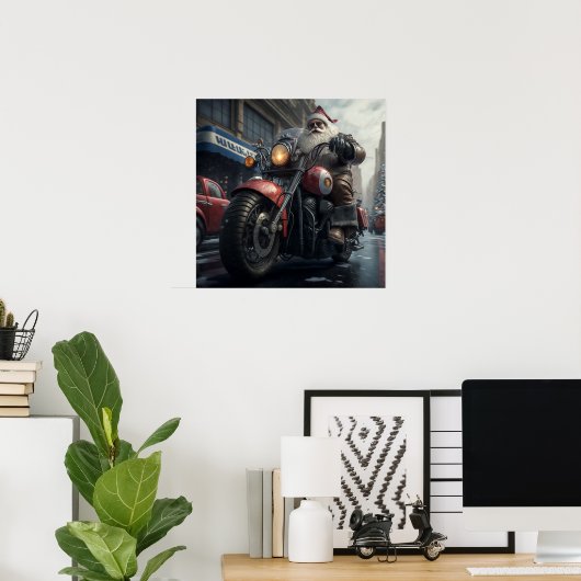 Kerstmis kerstmis met de kerstman van de kerstmoto poster (Thuiskantoor)