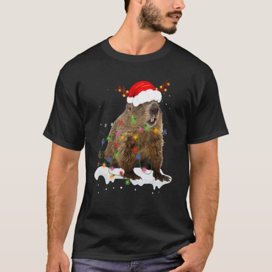Kerstmis kerstmis met kerstmis in Santa Groundhog T-shirt (Voorkant)