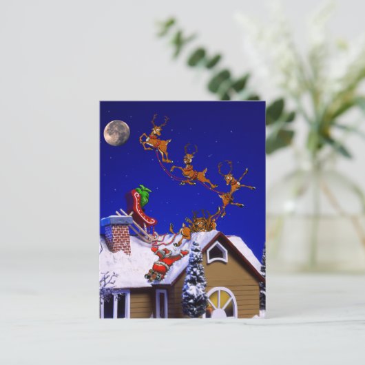 Kerstmis - Kerstmis op het dak Briefkaart (Staand voorkant)