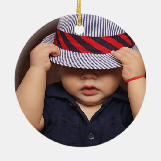 Kerstmis: kerstmis - persoonlijk blauw keramisch ornament (Achterkant)