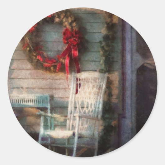 Kerstmis - Kerstmis staat om de hoek Ronde Sticker (Voorkant)