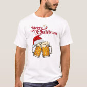 Kerstmis Kerstmuts Bier Mokken T-shirt (Voorkant)