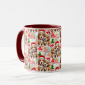 Kerstmis Kerstmuts Hond Puppy Ontwerp - Wit Mok (Voorkant links)