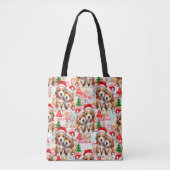 Kerstmis Kerstmuts Hond Puppy Ontwerp - Wit Tote Bag (Voorkant)