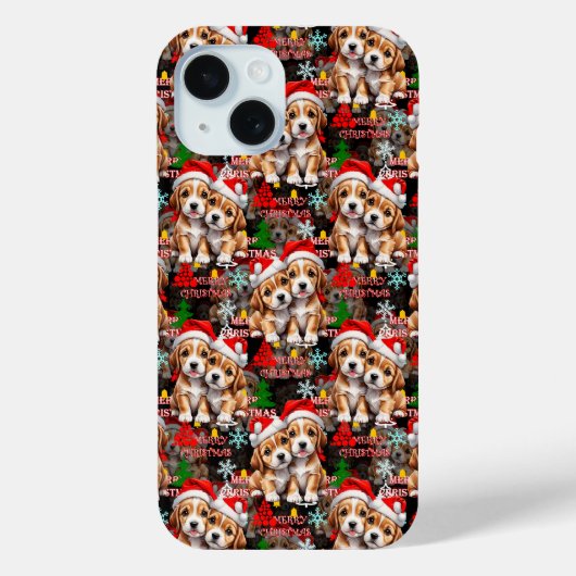 Kerstmis Kerstmuts Hond Puppy Ontwerp - Zwart Case-Mate iPhone Case (Achterkant)