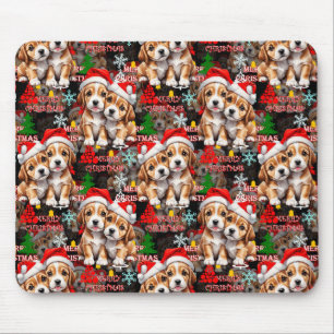 Kerstmis Kerstmuts Hond Puppy Ontwerp - Zwart Muismat